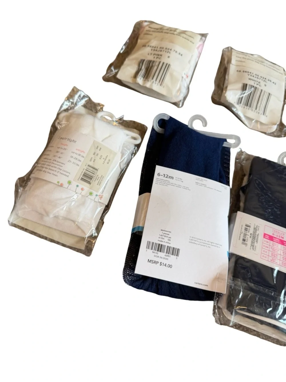 Carters Children's Place Starting Out Eight Pairs Baby Girl Tights OM - 12M New